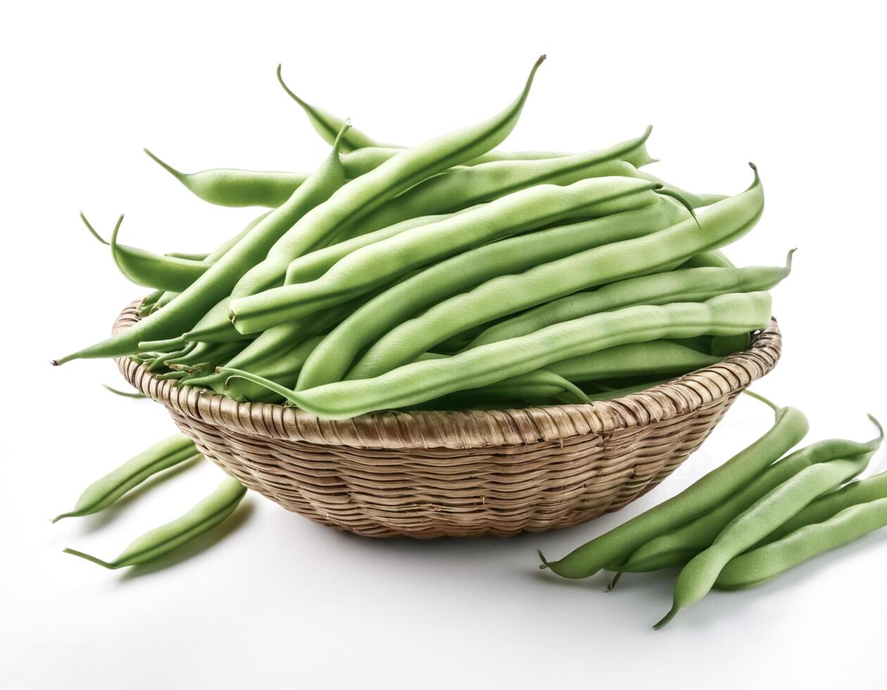 green beans fresh vegetable isolated on white background photo