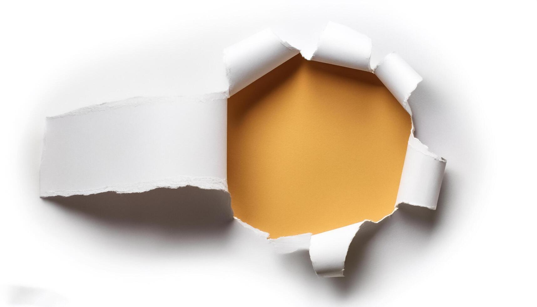 a white paper hole torn photo