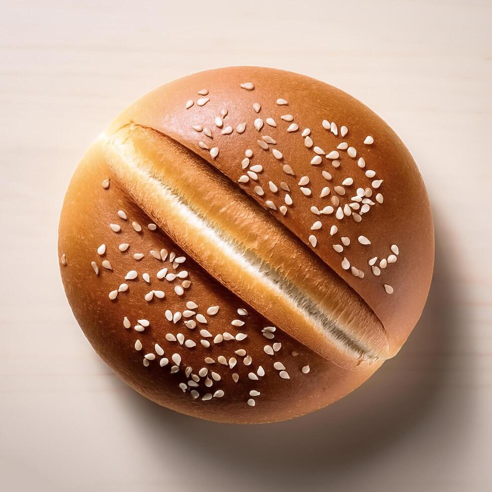 shot of a hamburger bread bun isolated photo