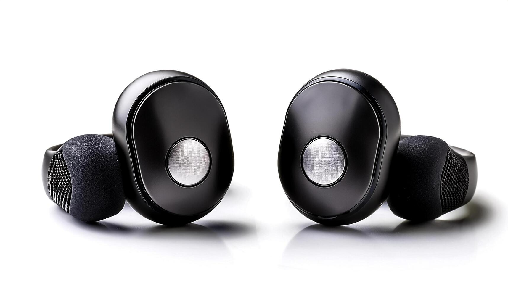 Bluetooth headphones isolated on white background photo
