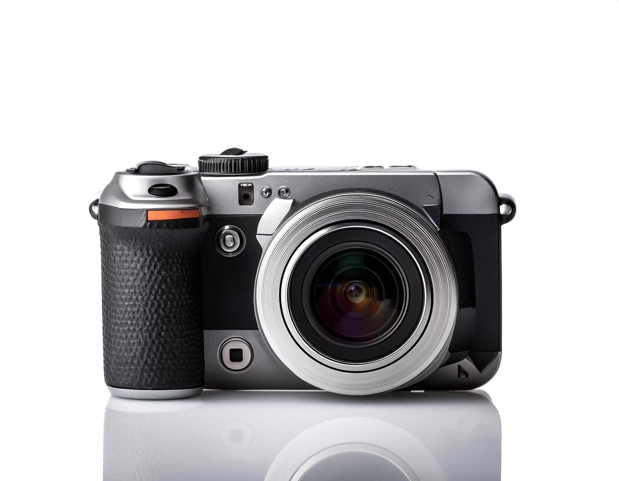 digital camera isolated on white background photo