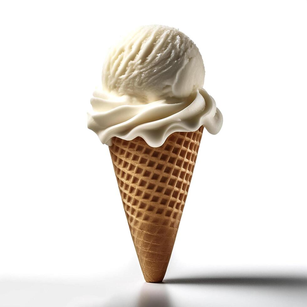 ice cream cone isolated on white background photo