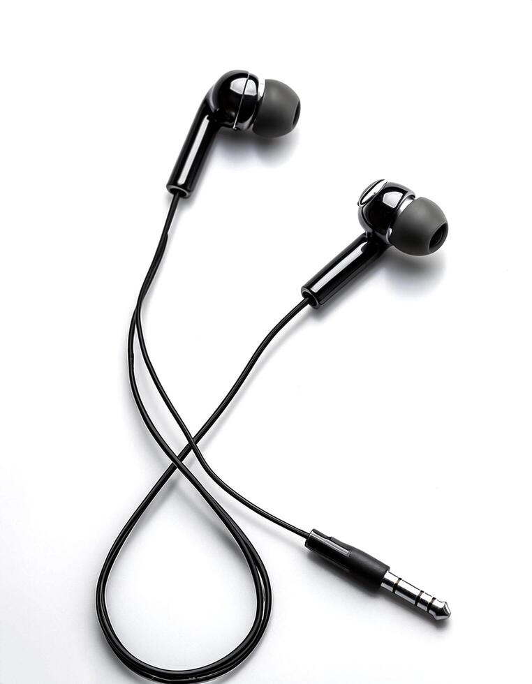 earphones isolated on white background photo