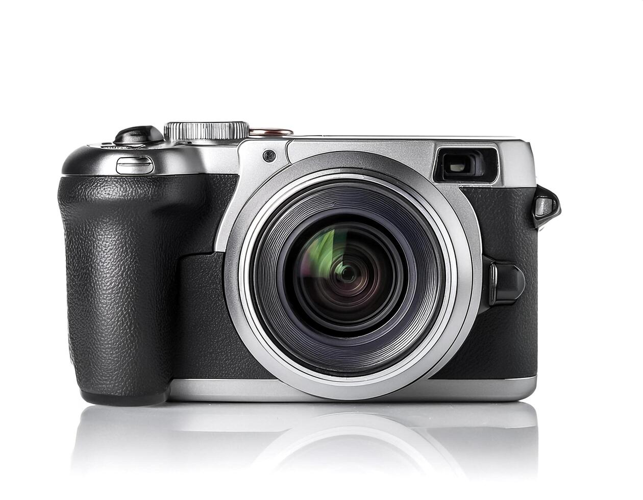 digital camera isolated on white background photo