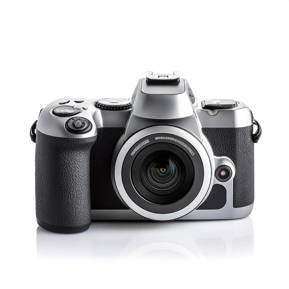 digital camera isolated on white background photo
