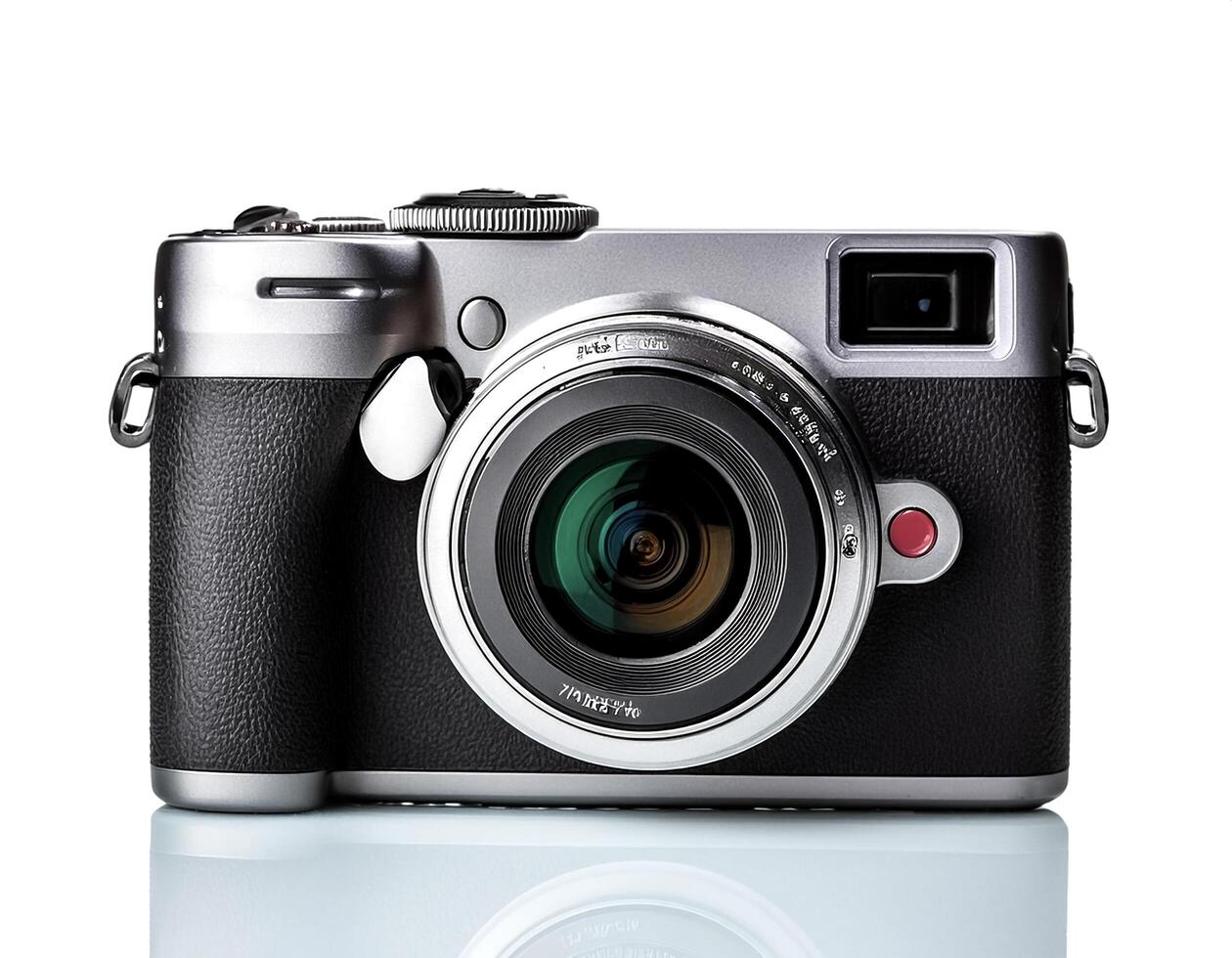 digital camera isolated on white background photo
