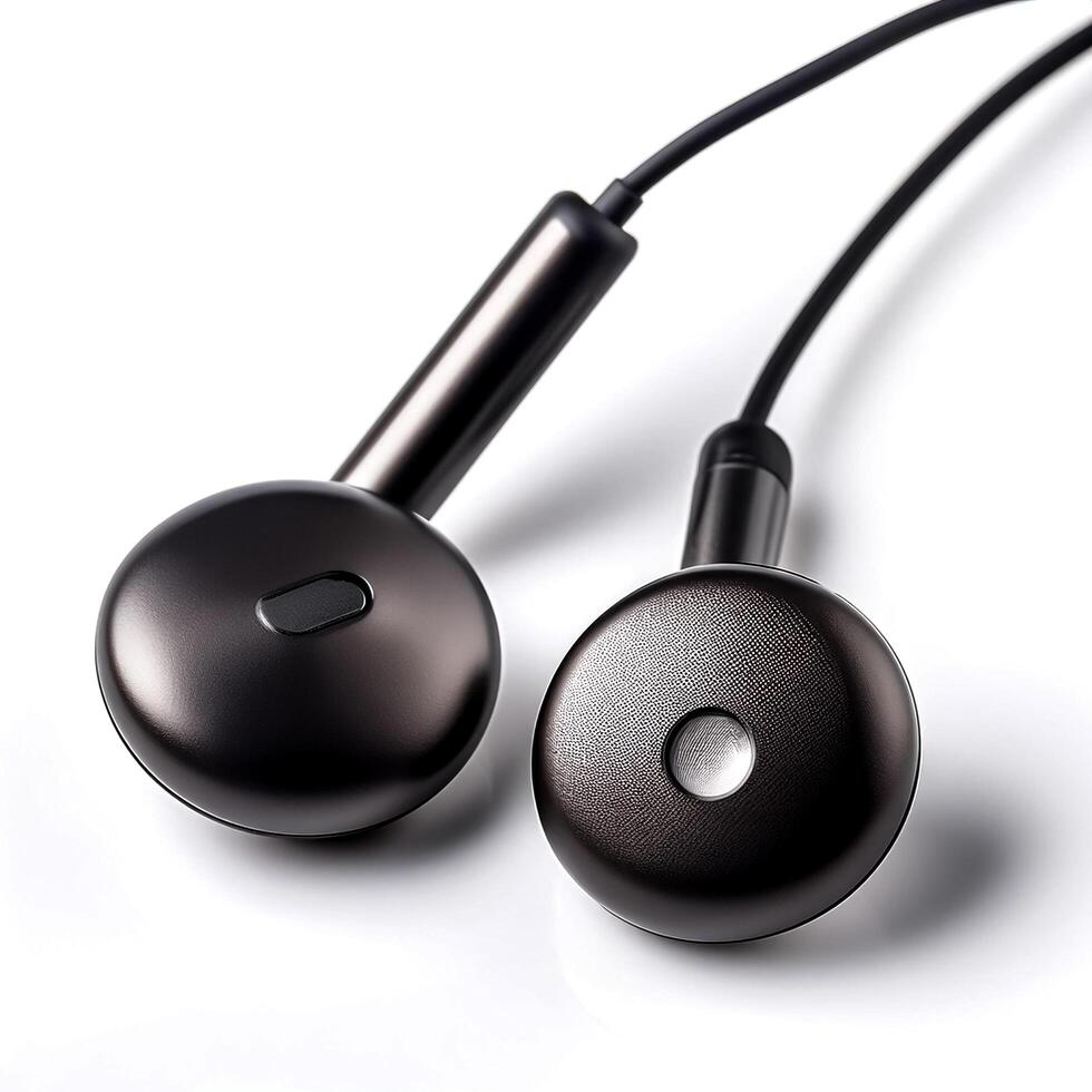 earphones isolated on white background photo