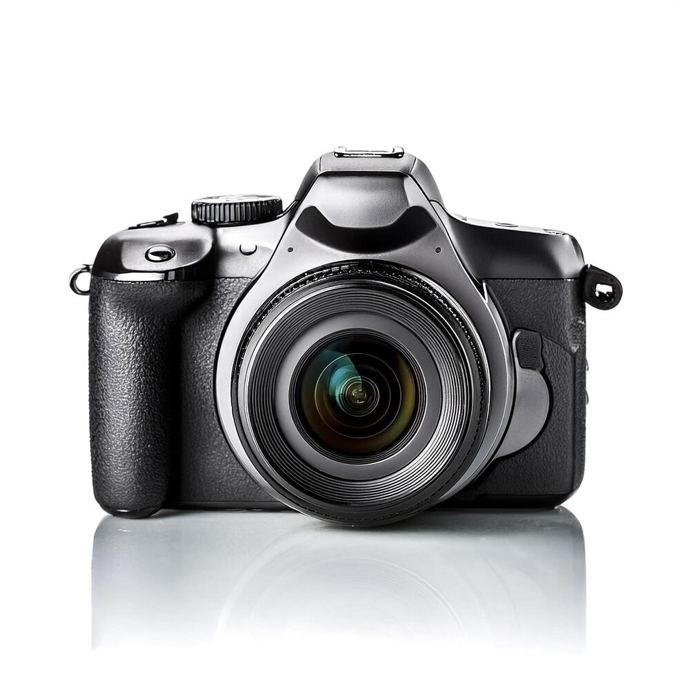 digital camera isolated on white background photo