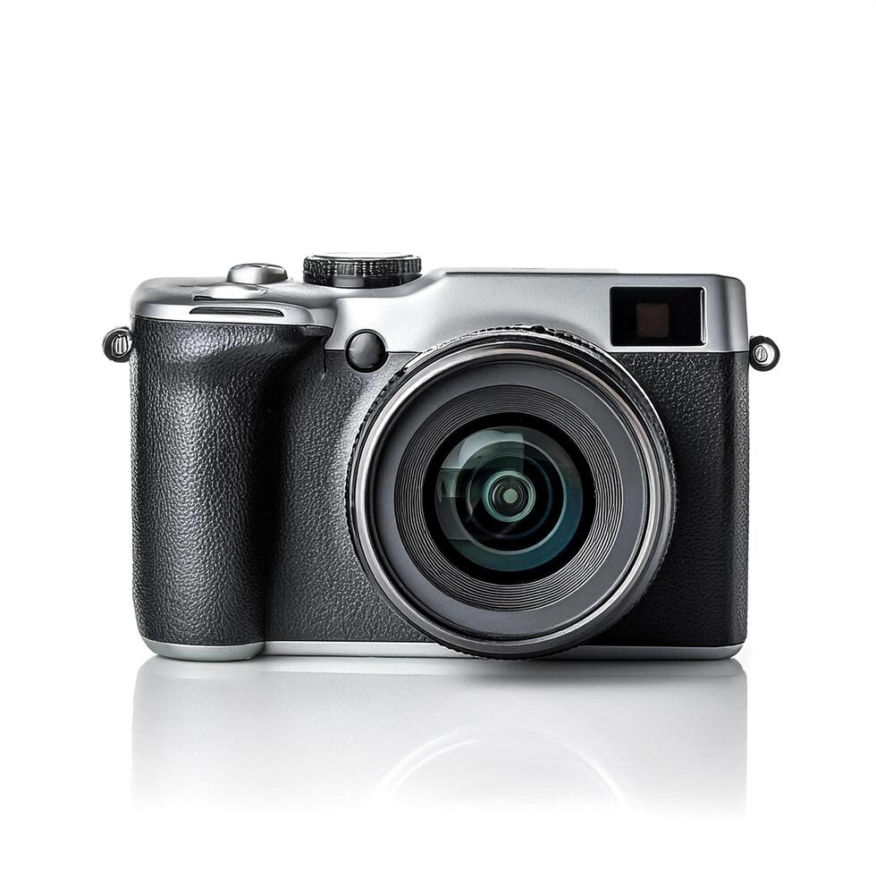 digital camera isolated on white background photo