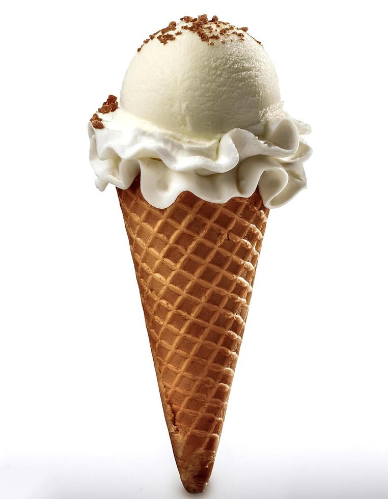 ice cream cone isolated on white background photo