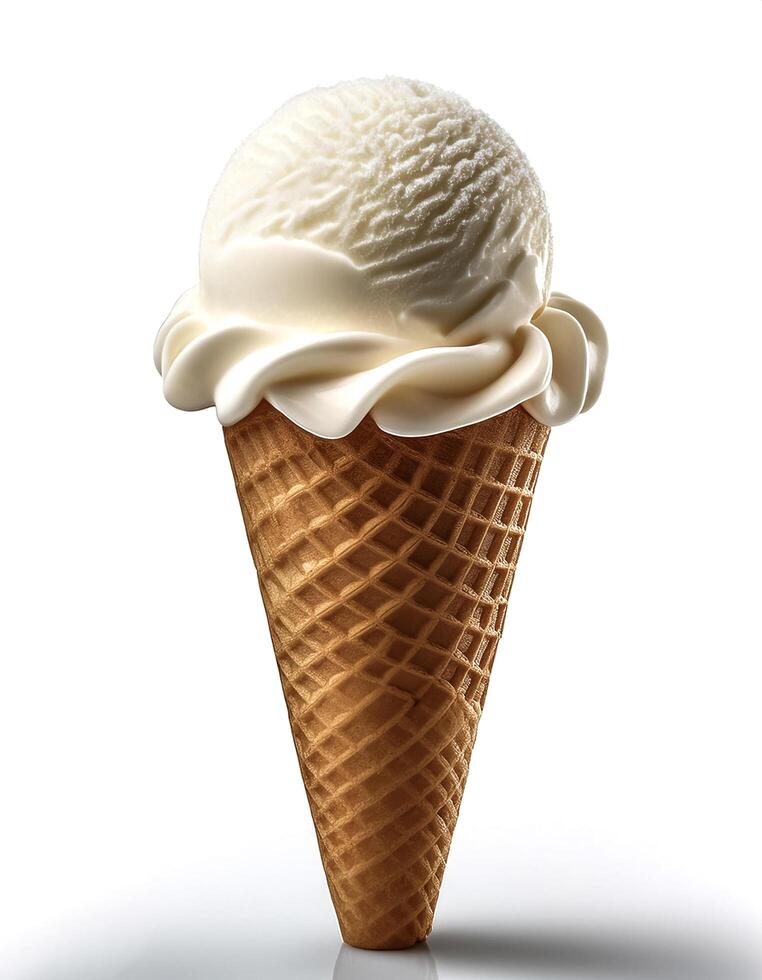 ice cream cone isolated on white background photo