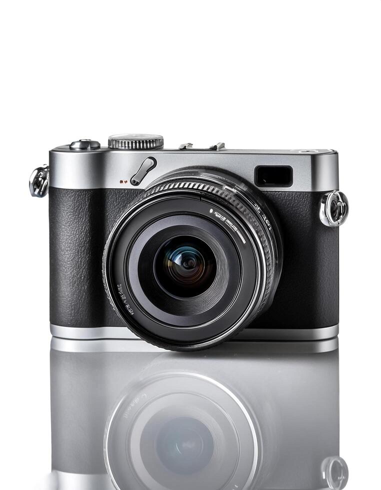 digital camera isolated on white background photo
