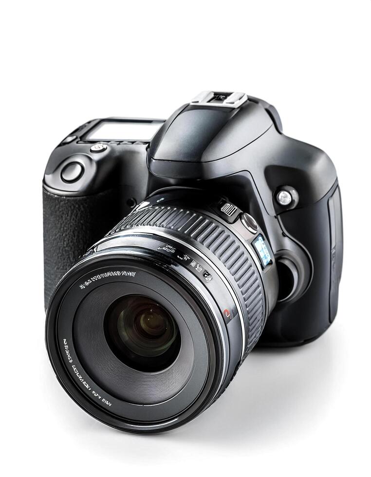 digital camera isolated on white background photo