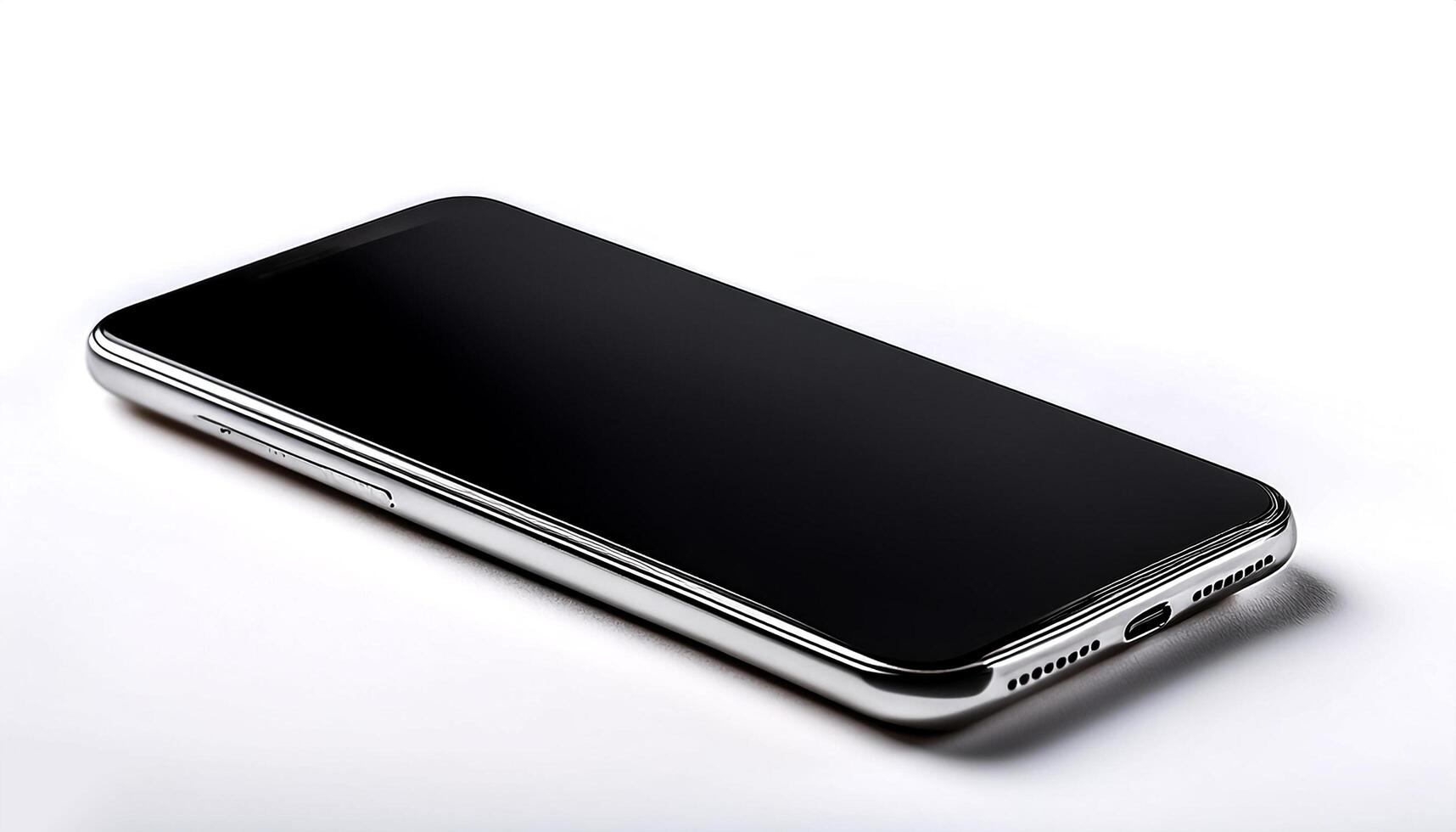 smartphone with black screen isolated on white background photo