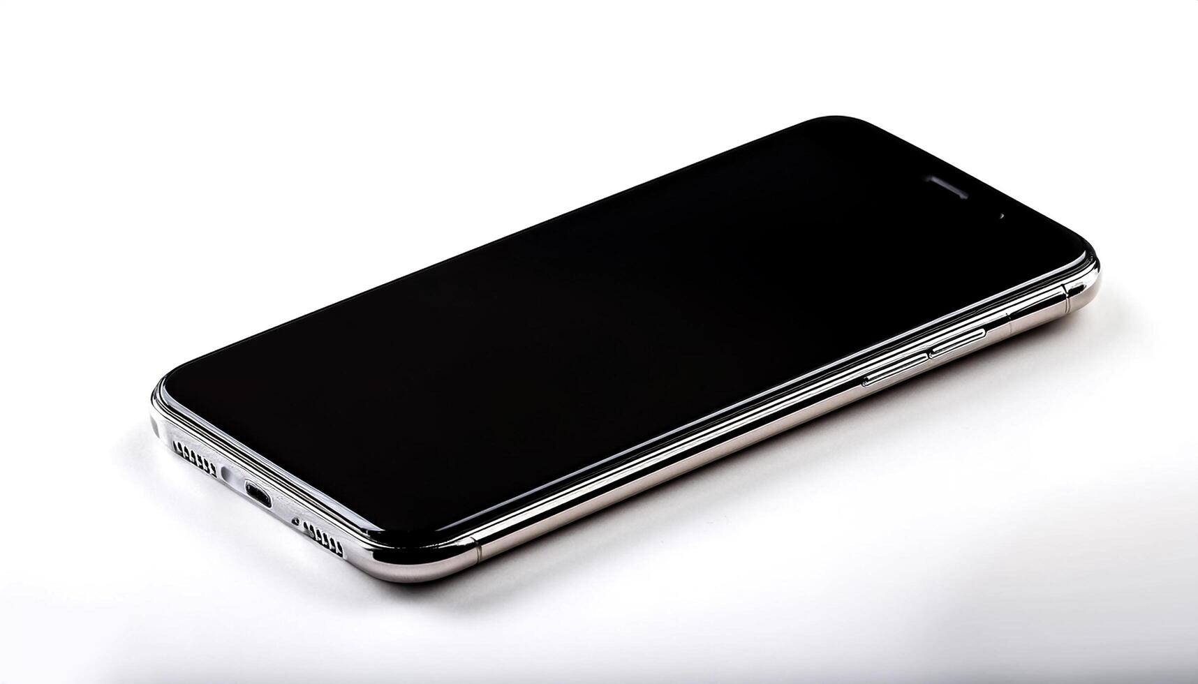 smartphone with black screen isolated on white background photo