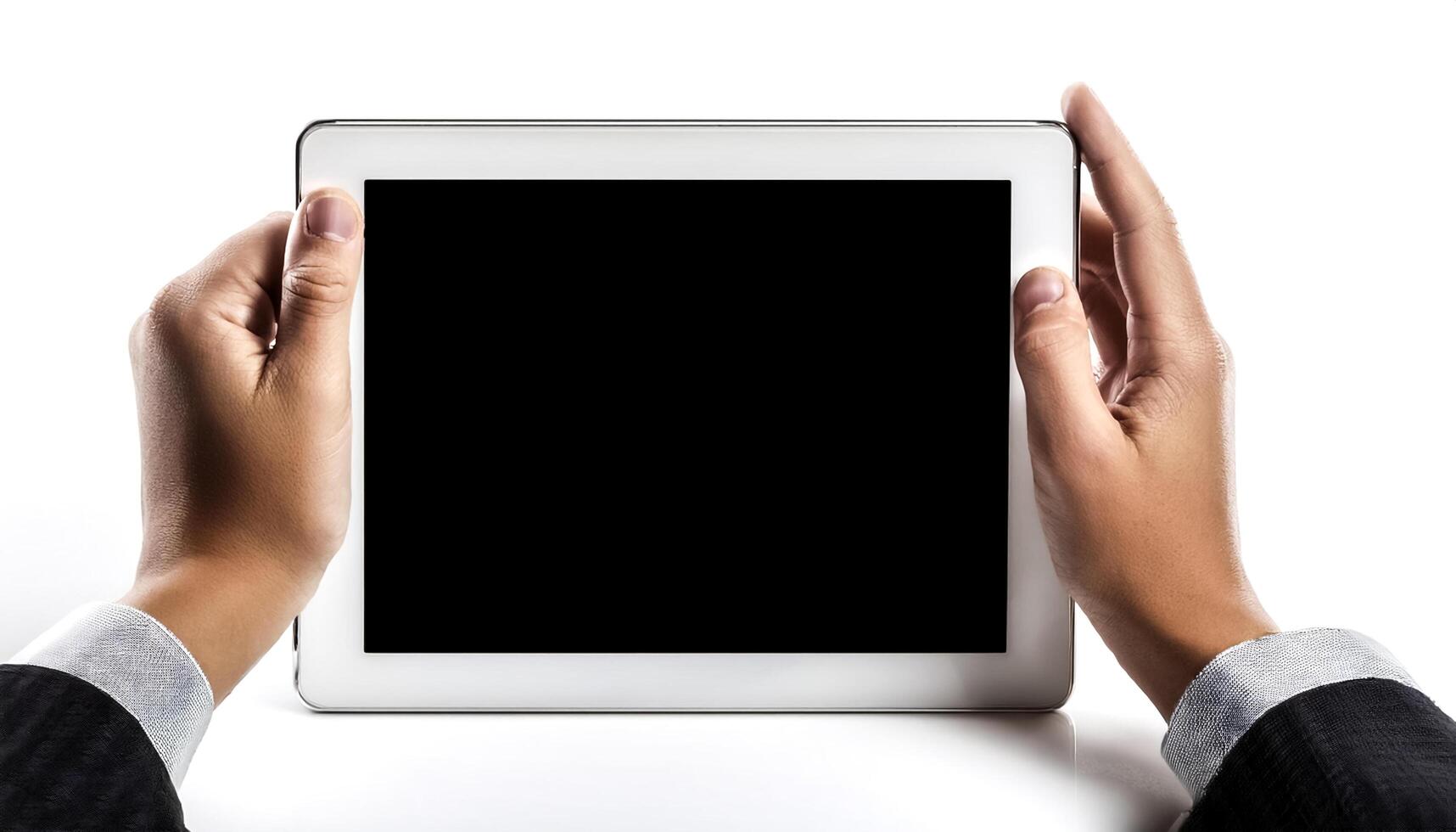tablet with black screen isolated on white background photo