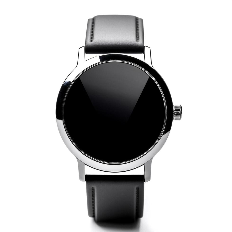 smartwatch with black screen isolated on white background photo