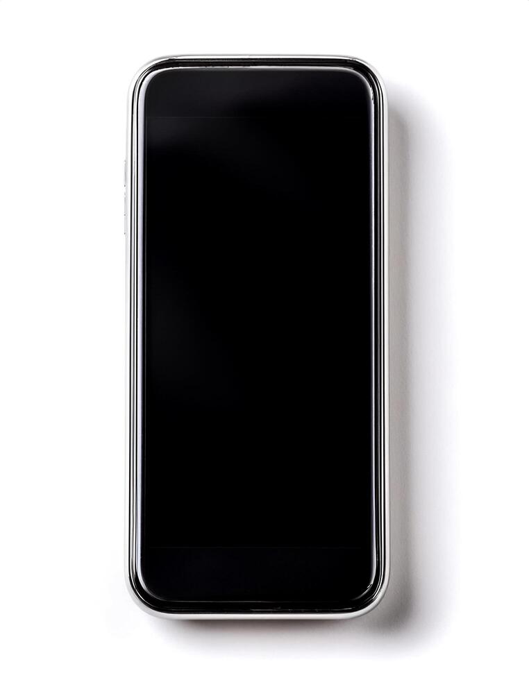 smartphone with black screen isolated on white background photo