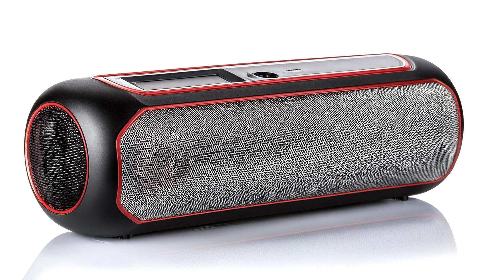 portable speaker isolated on white background photo