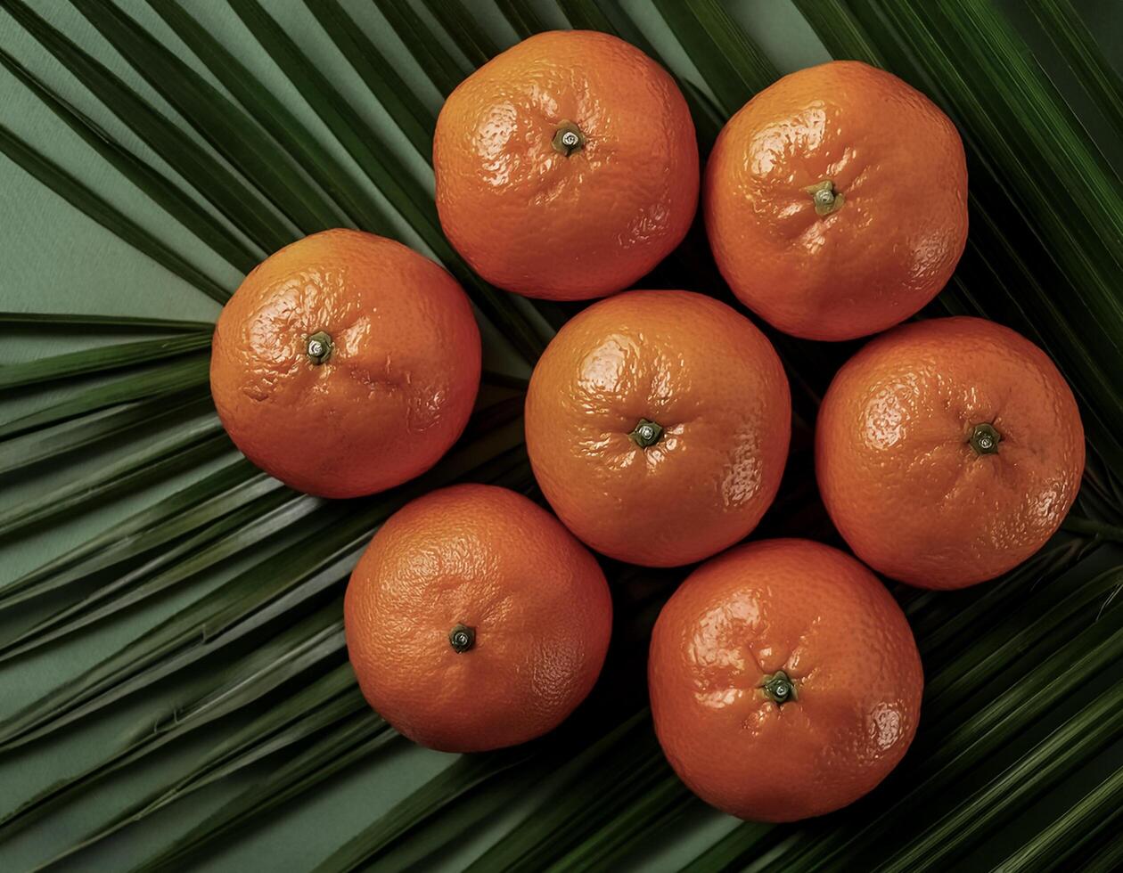 Ripe and juicy sweet Mandarin orange fruits photo
