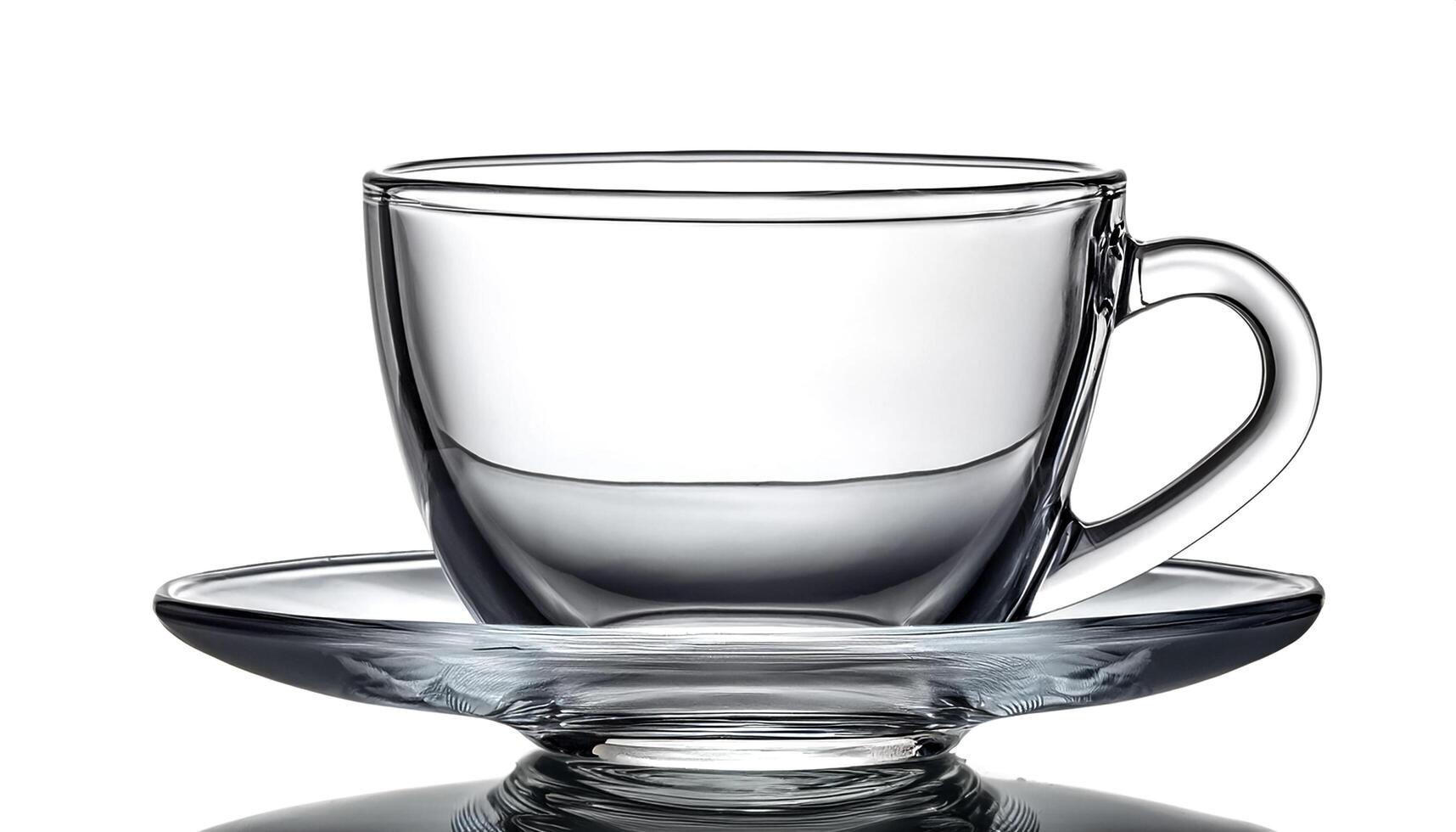 clear glass cup isolated on white background photo