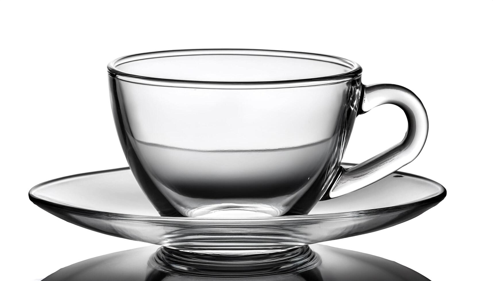clear glass cup isolated on white background photo