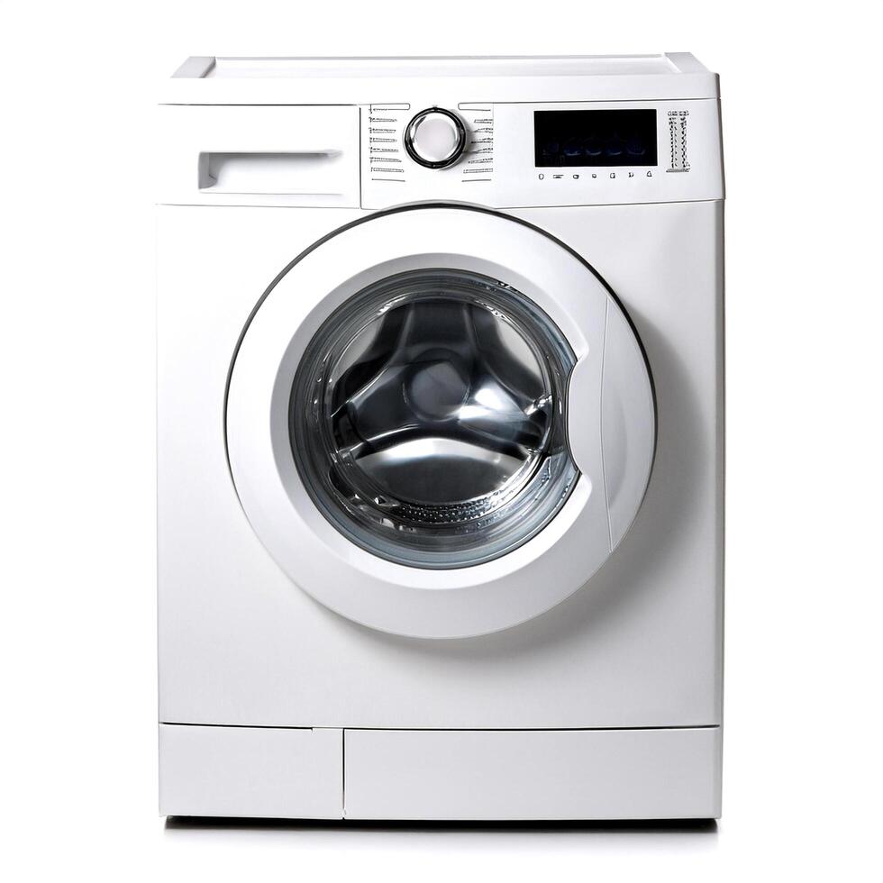 washing machine isolated on white background photo