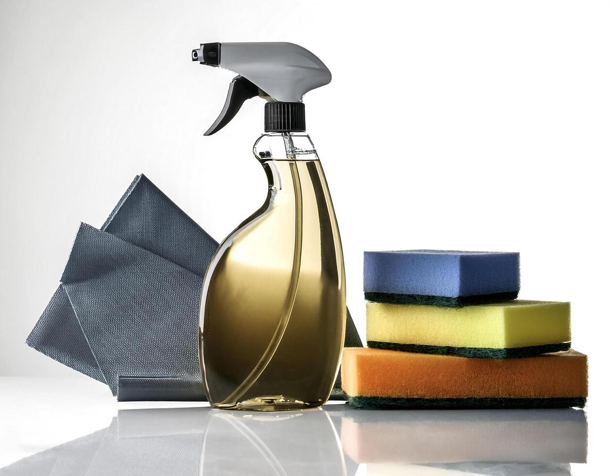 cleaning spray bottle isolated on white background photo