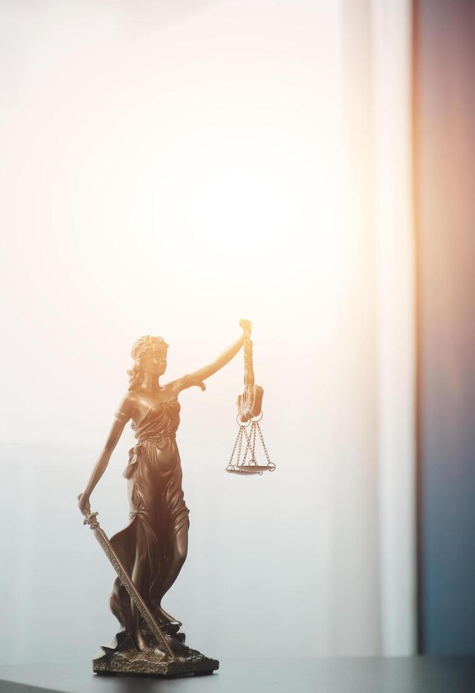 Law theme, gavel or mallet of the judge, lawyer enforcement officers, evidence-based cases taken into account in the court abount business, legislation. photo