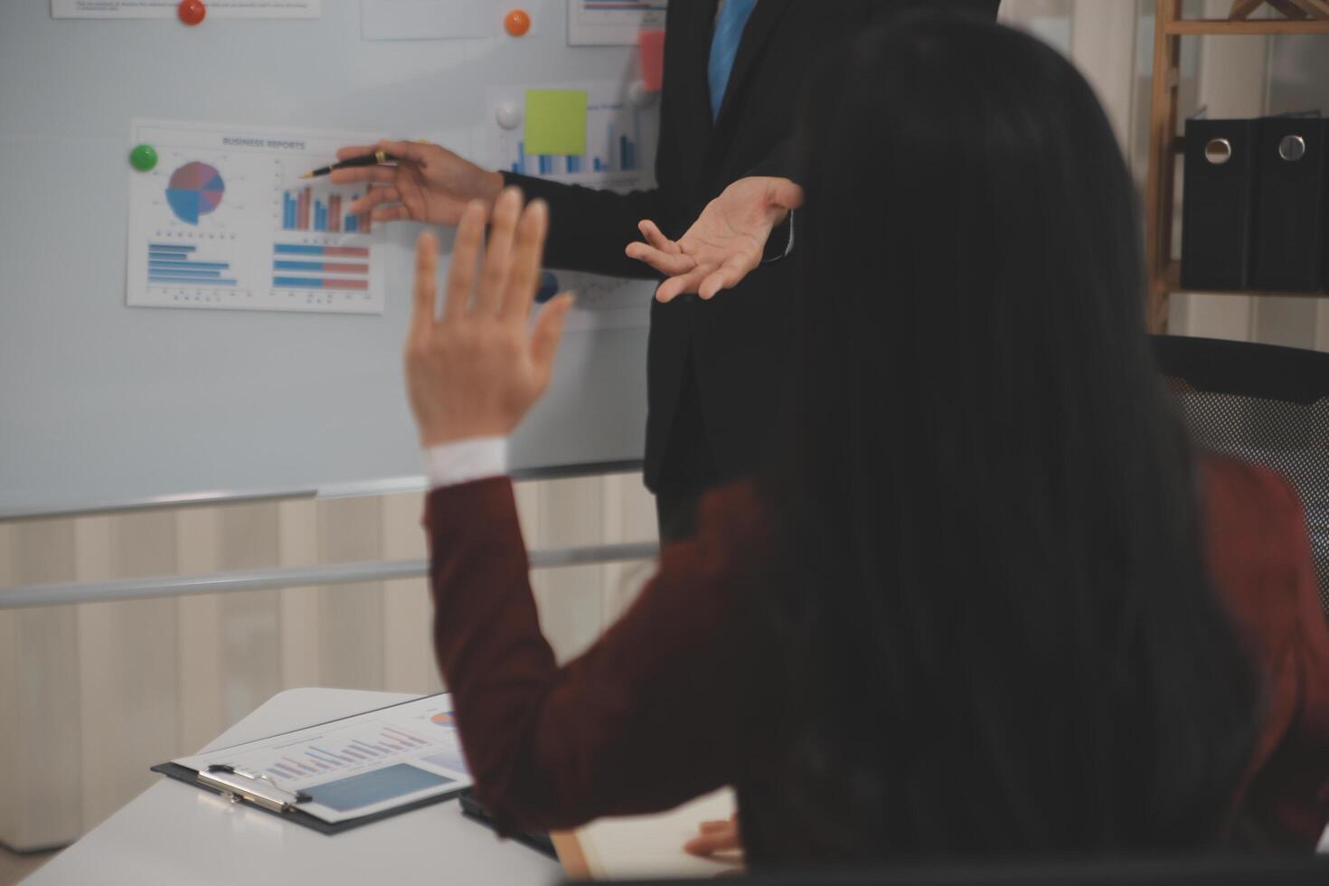 Audit concept,Administrator business man financial inspector and secretary making report calculating balance. Internal Revenue Service checking document. photo