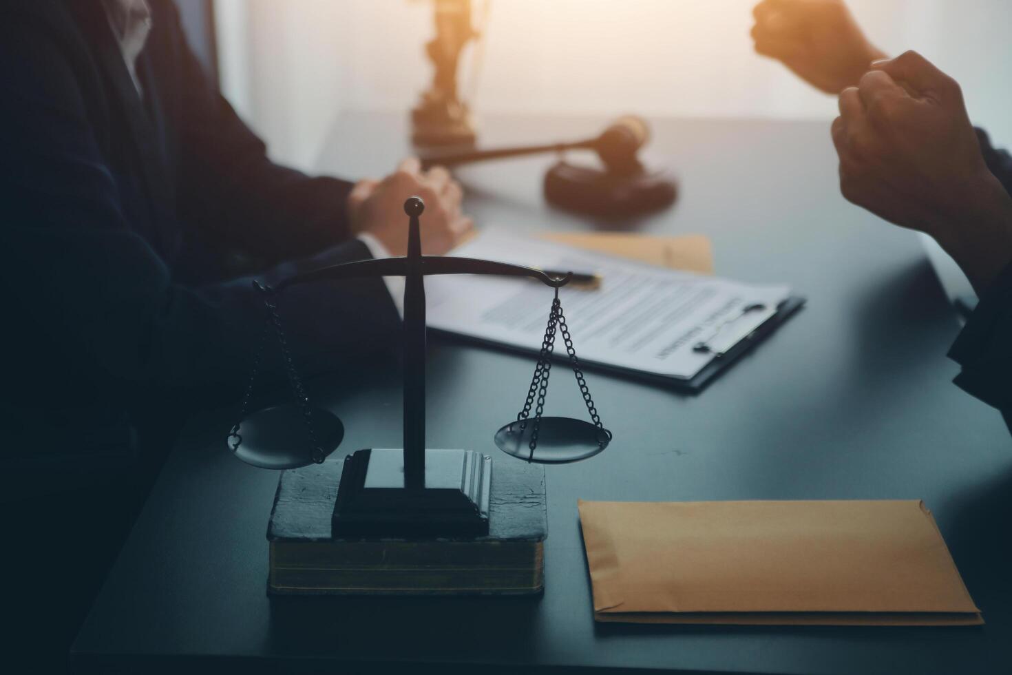 Law theme, gavel or mallet of the judge, lawyer enforcement officers, evidence-based cases taken into account in the court abount business, legislation. photo