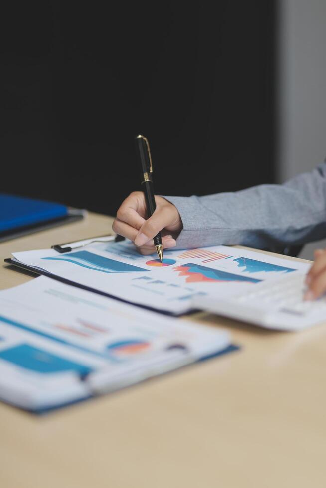 Business Documents, Auditor businesswoman checking searching document legal prepare paperwork or report for analysis TAX time,accountant Documents data contract partner deal in workplace office photo