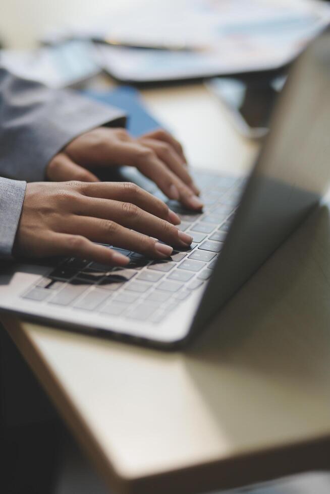 Business Documents, Auditor businesswoman checking searching document legal prepare paperwork or report for analysis TAX time,accountant Documents data contract partner deal in workplace office photo
