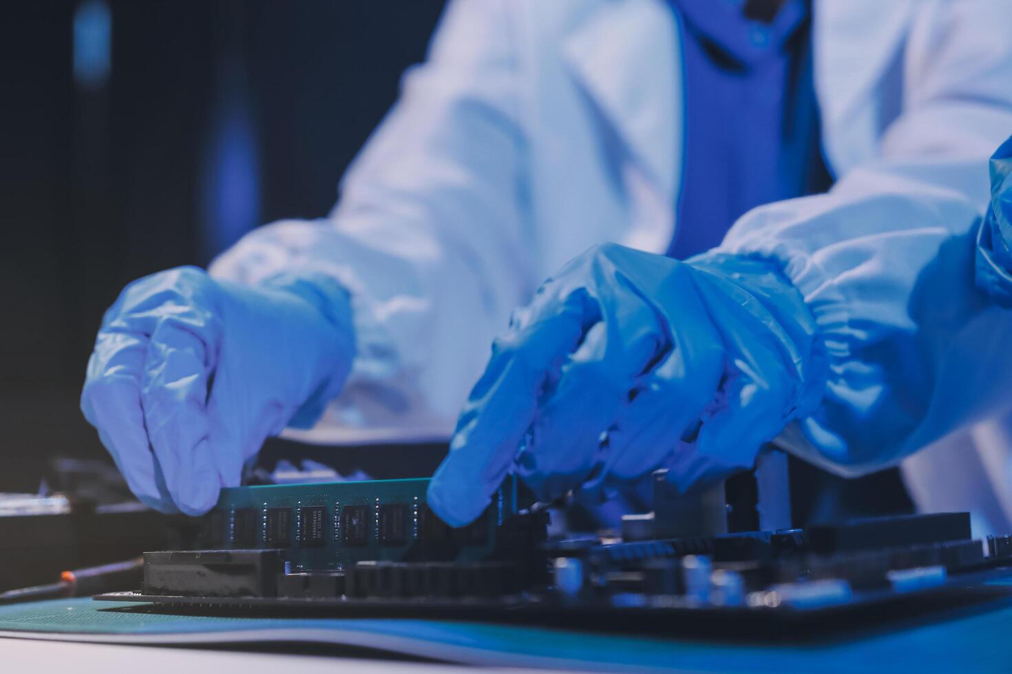 Electronics technician, electronic engineering electronic repair, electronics measuring and testing, repair and maintenance concepts. photo