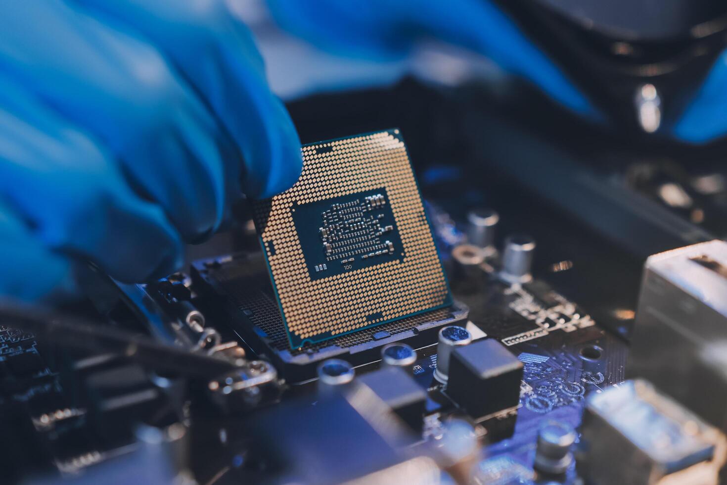 Electronics technician, electronic engineering electronic repair, electronics measuring and testing, repair and maintenance concepts. photo