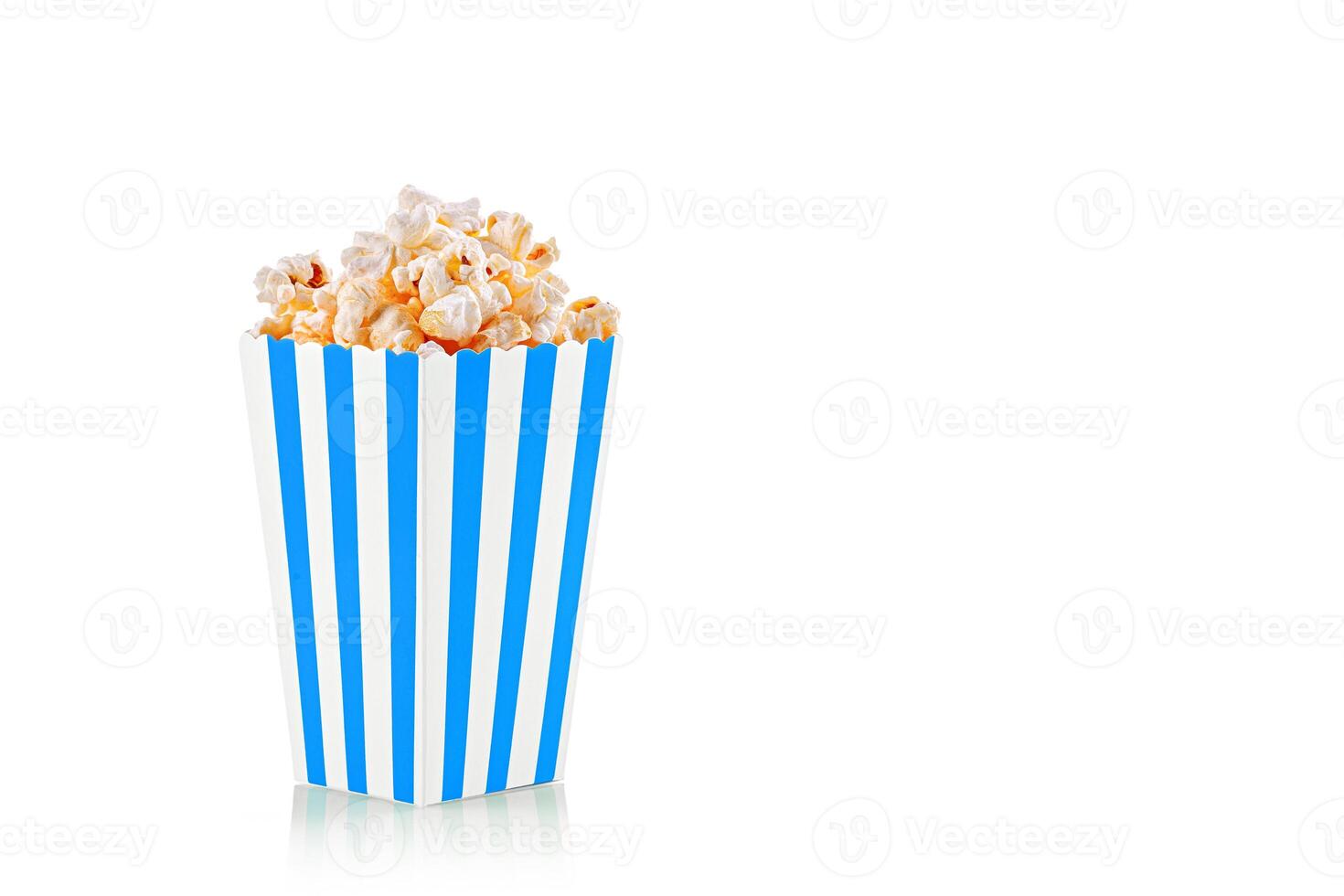 cardboard glass blue with popcorn on a white transparent background photo