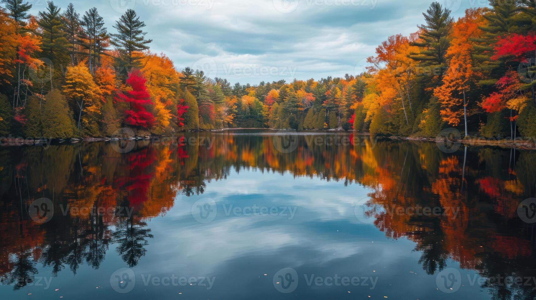 Autumn colors on a lake in the fall photo