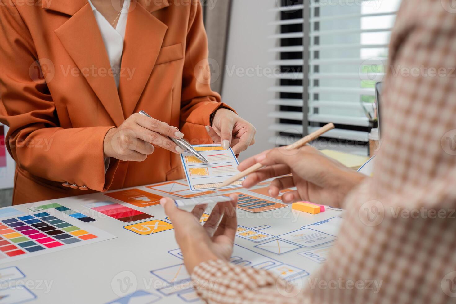 Team of Program Developers Collaborating on UXUI Design Project in a Modern Office Environment photo