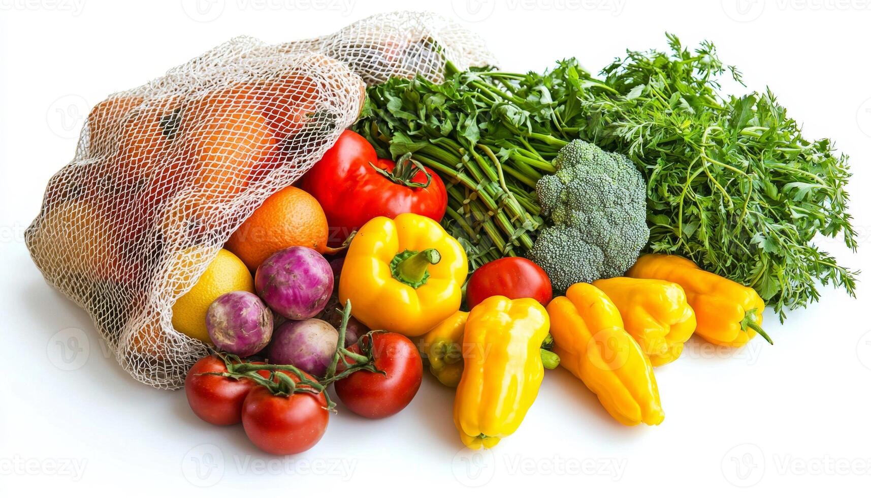 Colorful Assortment of Fresh Vegetables in Eco-Friendly Bag photo