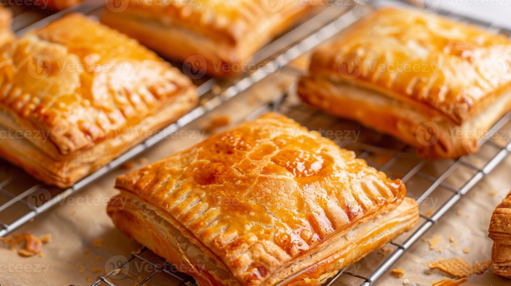 Golden Baked Pastry Treats Close-Up. Homemade Toaster Pastries photo