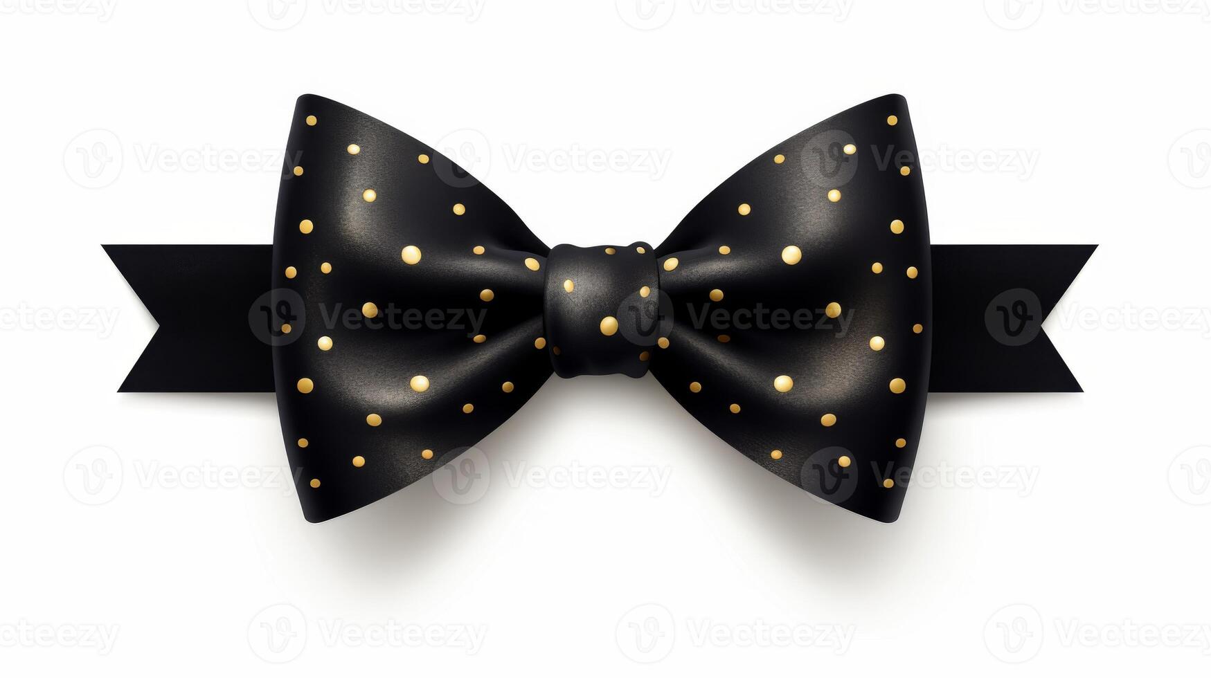 Elegant Black Bow Tie with Gold Polka Dots Isolated on White photo