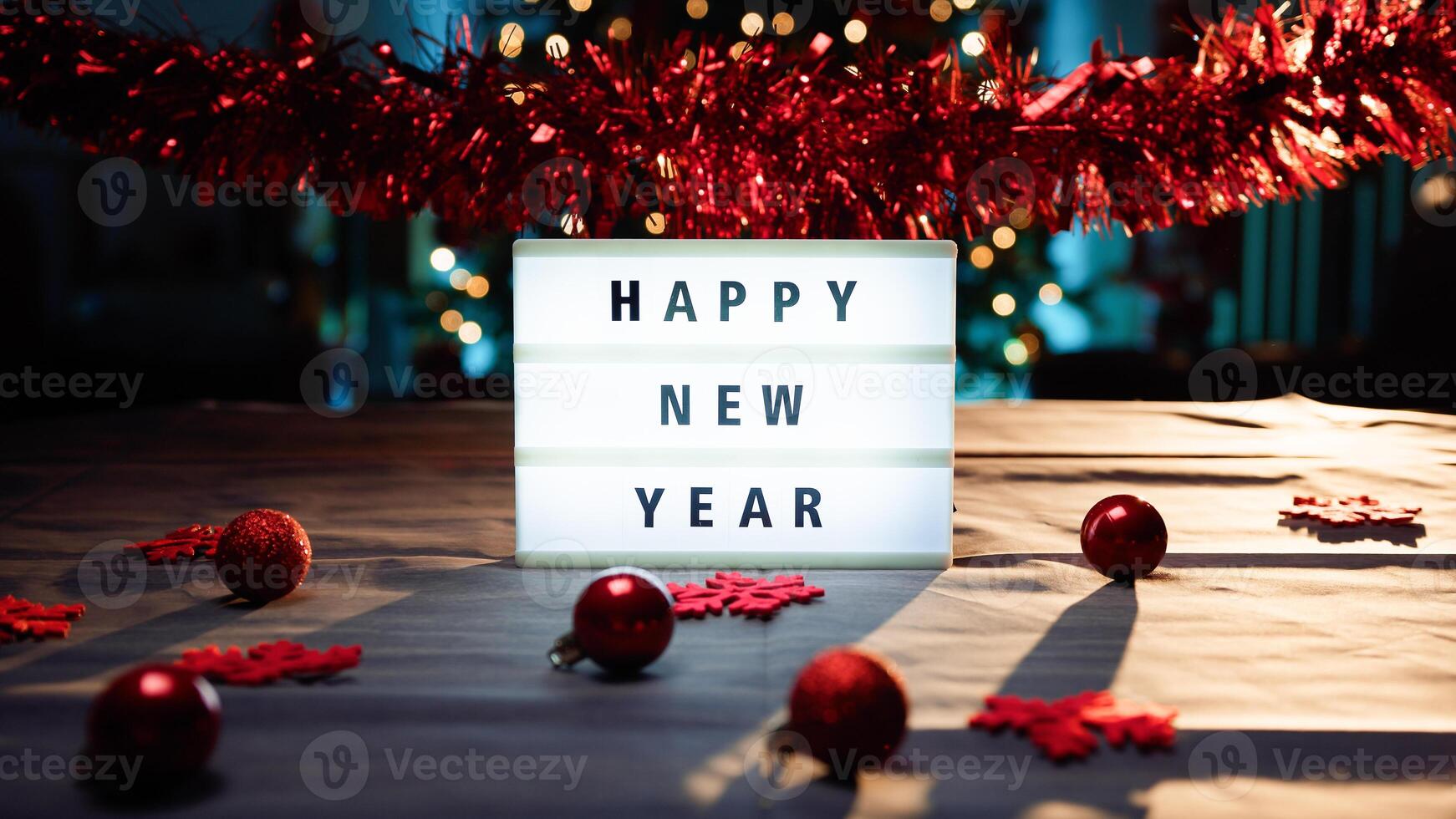 happy new Year light board composition photo
