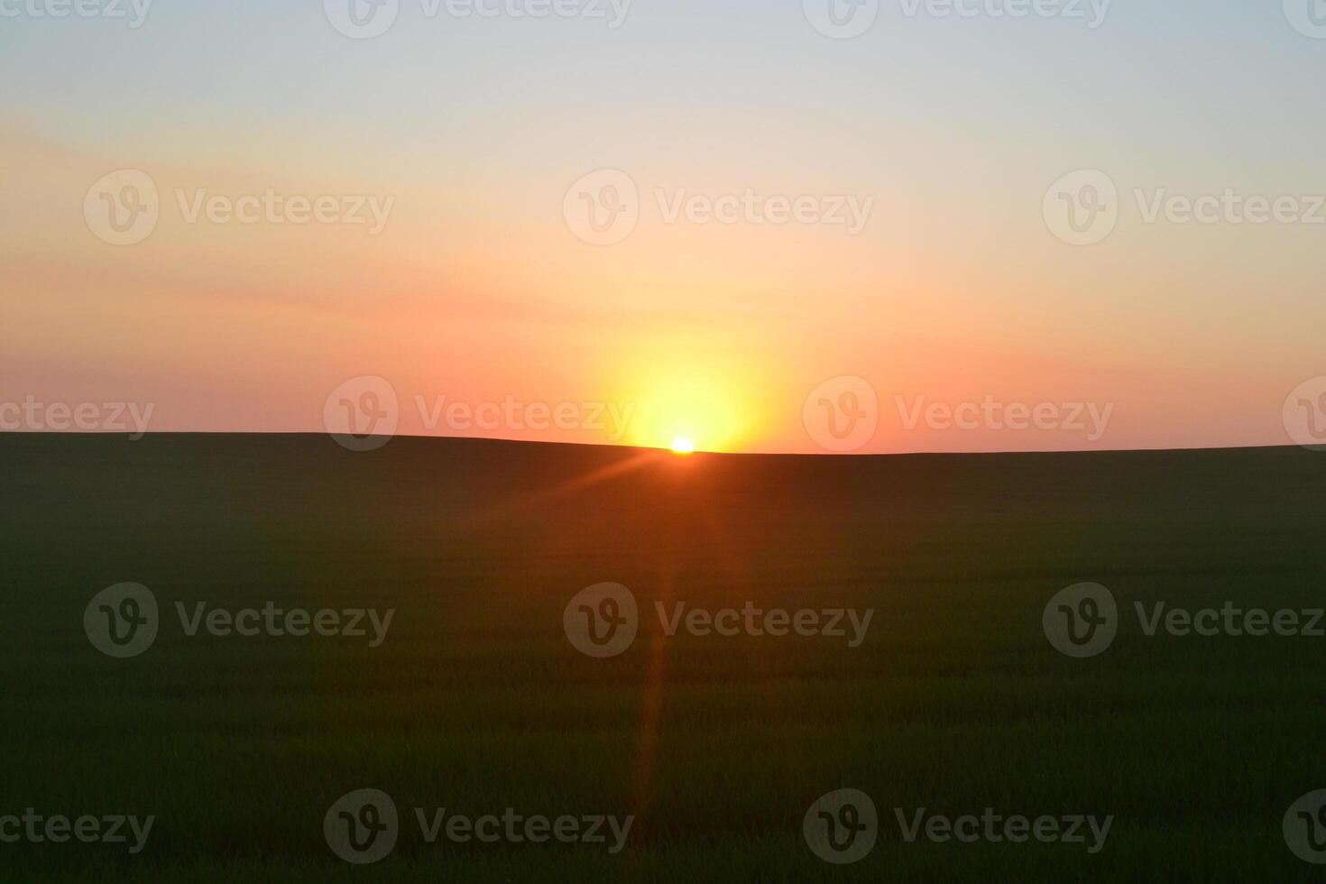 Photo of a sunset in the field.