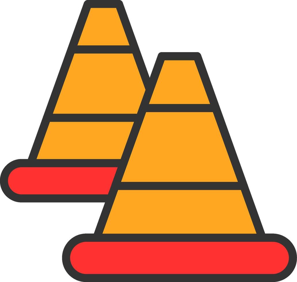 Traffic Cone Line Filled Icon vector