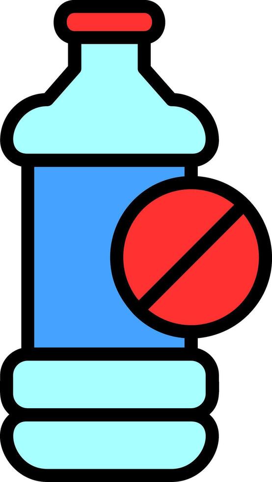 No Plastic Bottle Line Filled Icon vector