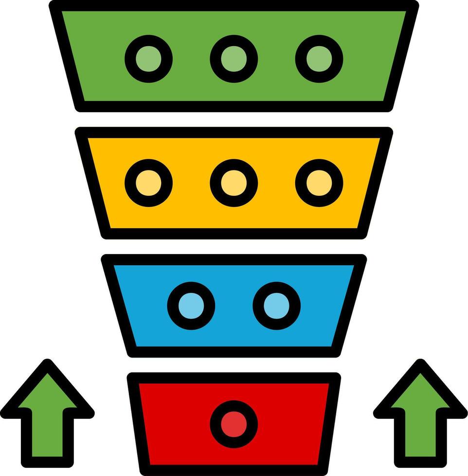 Funnel Chart Line Filled Icon vector