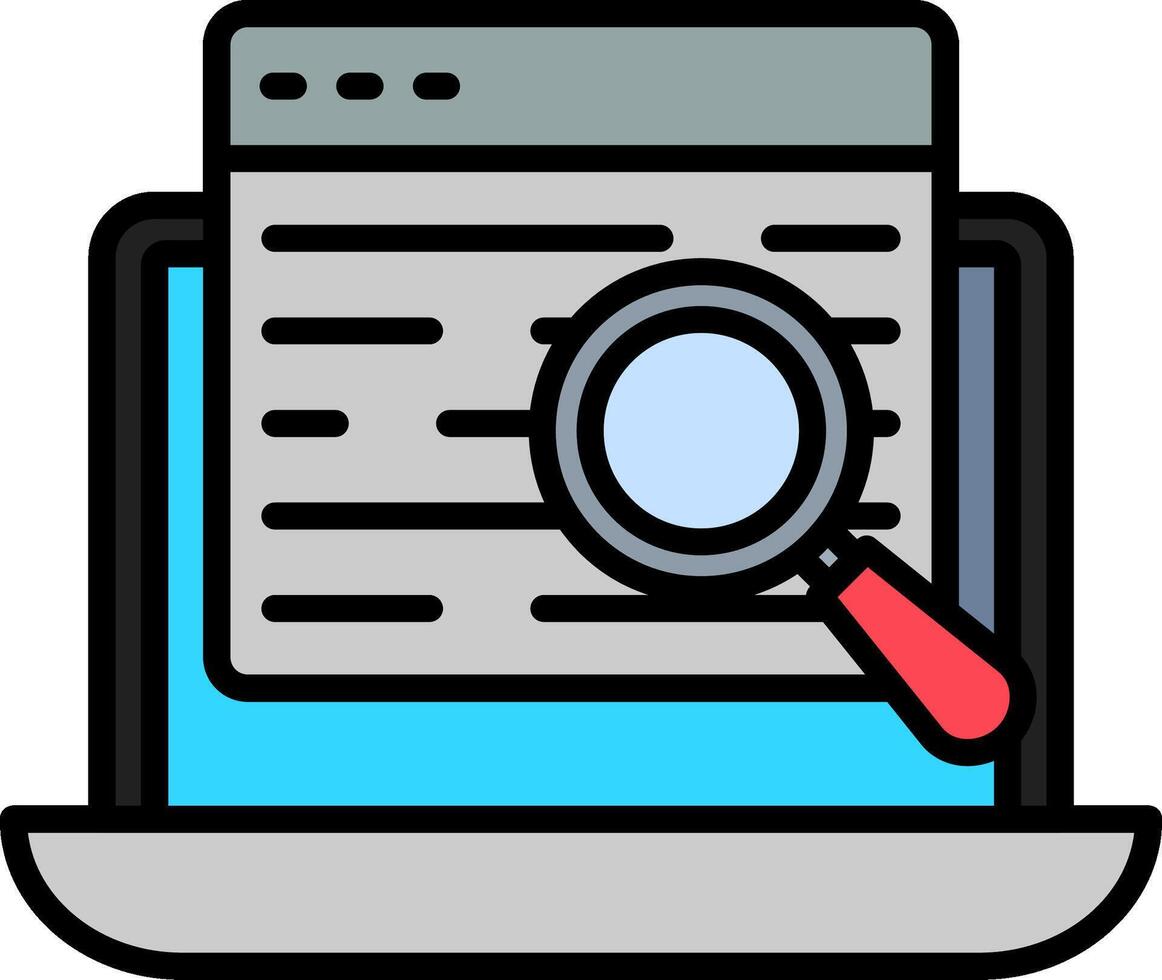 Search Data Line Filled Icon vector