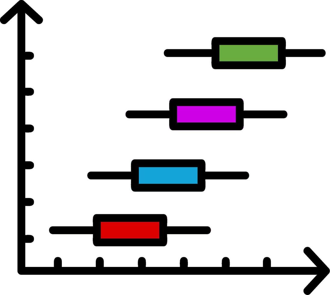 Horizontal Bar Chart Line Filled Icon vector