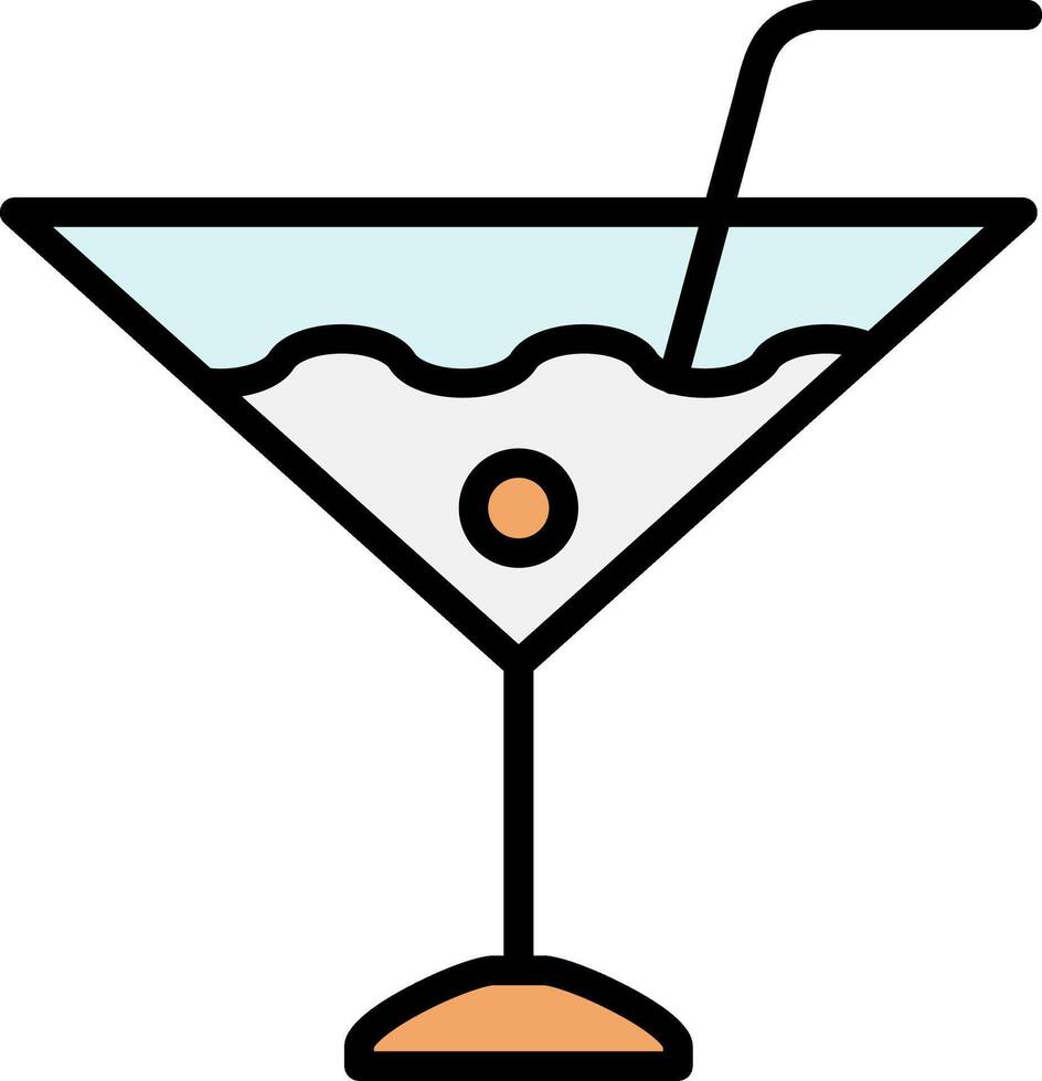 Martini Line Filled Icon vector