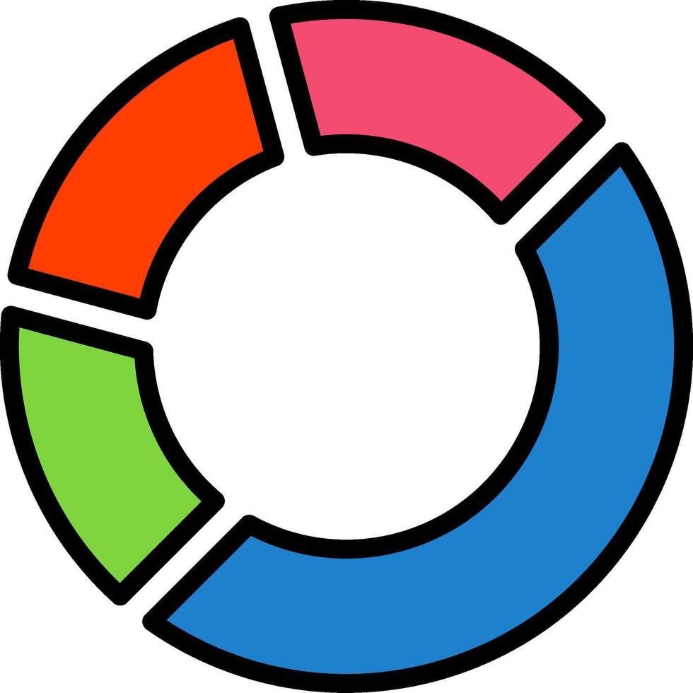 Pie Chart Line Filled Icon vector